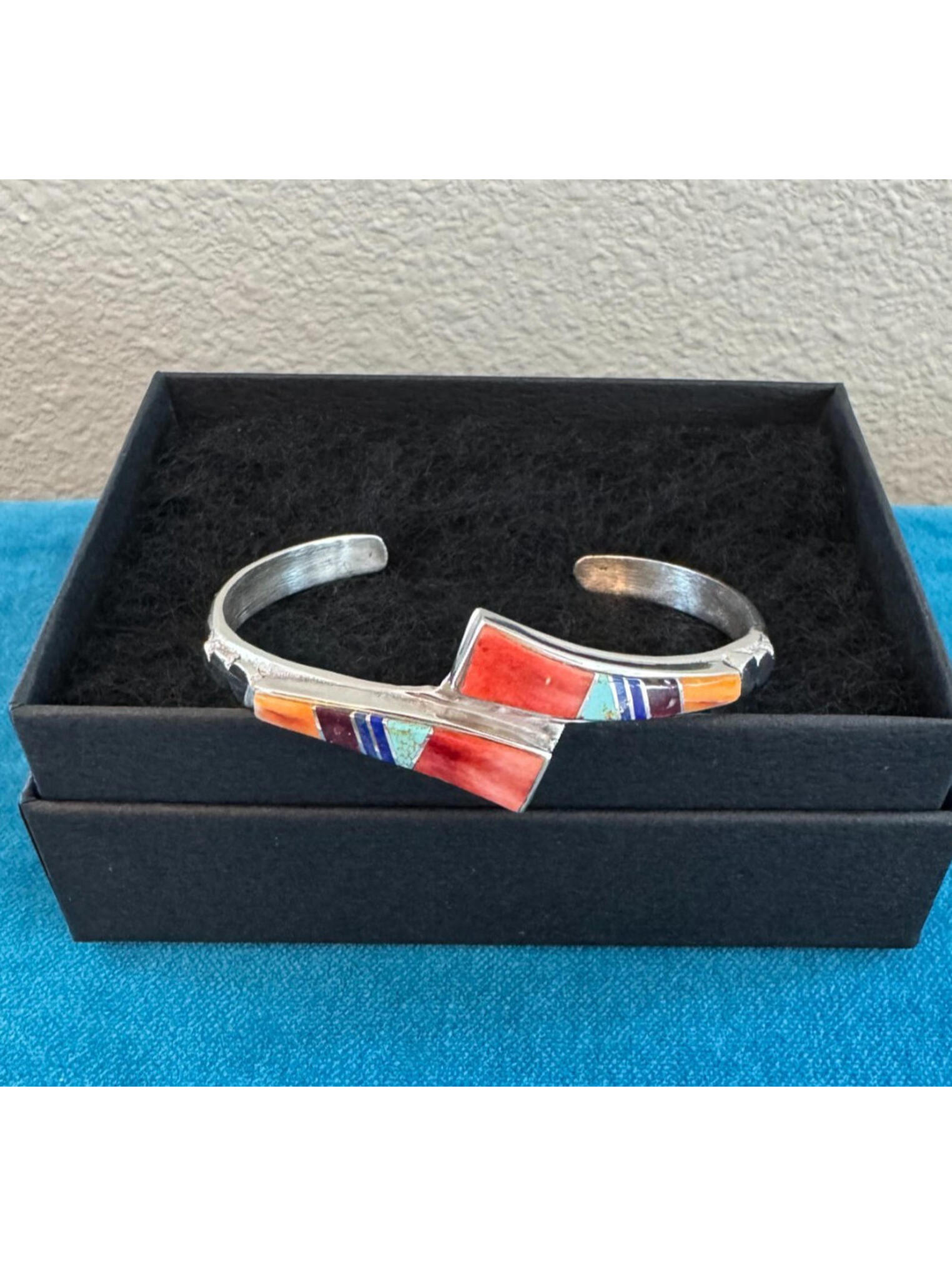 Southwestern Bracelet Sterling Silver Turquoise Coral Gemstone Native American